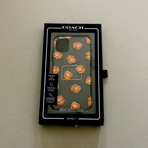 New COACH IPhone 11 Case, clear rose pattern